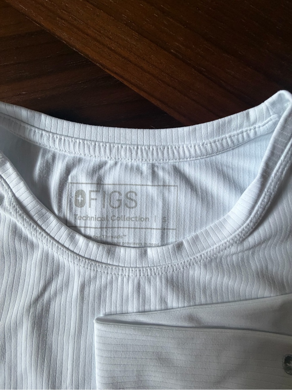 Figs White Ribbed Scoop-Neck Technical Top